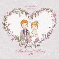 Wedding invitation with bride groom flower