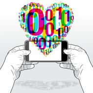 Digital Love emerging from a SmartPhone