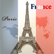 Art vector conceptual background with Eifel tower and France flag N2