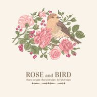 Card with bird roses N2