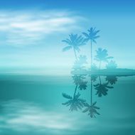 Sea with island and palm trees N2