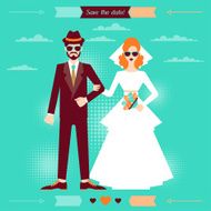 Wedding invitation card template in retro style N4