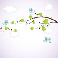 Card design with birds on the branch