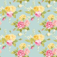Seamless Floral Shabby Chic Background - Vintage Roses Flower N4