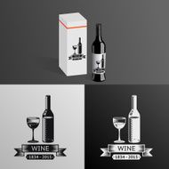 Wine Alcohol Drink Logo Symbol Bottle Glass ribbons Icon Box