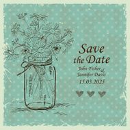 Wedding invitation with mason jar and camomile flowers N2