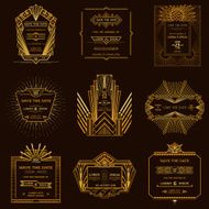 Set of Wedding Invitation Cards - Art Deco Style