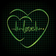 Heartbeat love text and heart symbol
