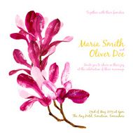 Vector background with red watercolor magnolia N12