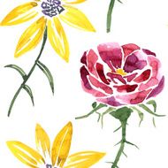 seamless pattern with watercolor drawing flower N3