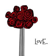 vector bunch of hand drawn red roses