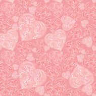 Lovely pink seamless pattern with vintage heart shapes N5