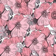 seamless pattern of flowers and leaves wild rose