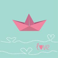 Origami paper boat Love card