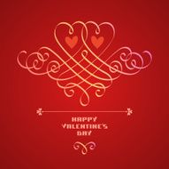 Vector card with calligraphic hearts