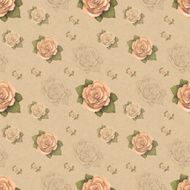 Vintage seamless pattern with rose illustration N2