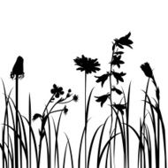 Silhouettes of flowers and grass N34