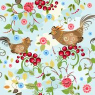Texture seamless bird branch berry N2