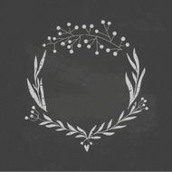 Beautiful floral wreath illustration on a blackboard background N6