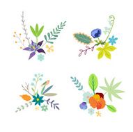 Hand Drawn vintage floral elements Set of flowers N9