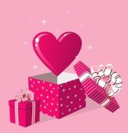 Love gift in box greeting card
