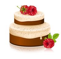 Cake with ripe raspberries