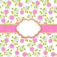 Seamless wallpaper pattern with roses greeting card template