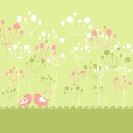 Springtime colorful birds green floral greeting card