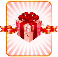 Gift wrapped box on glowing background for Valentine&#039;s Day