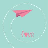 Origami paper plane Dash spiral in the sky Love card