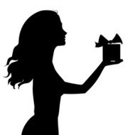 Silhouette of woman holding a gift box N2