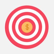 Target with big dollar coin Flat design
