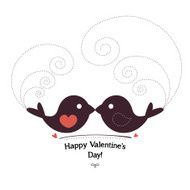 Valentin`s Day card with birds N2