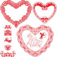 vintage ornamental hearts shapes Valentines Day card design