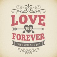 Wedding typography love you forever vintage card background design N2