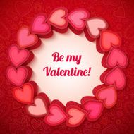 Pink 3d hearts vector Valentines card