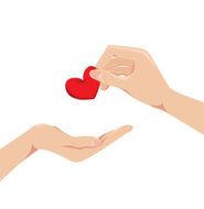 Love Concept of Hand giving heart to each other Vector