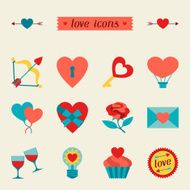 Set of Valentine's and Wedding icons design elements N2