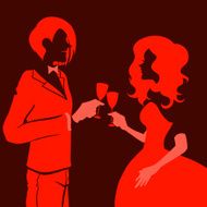 Man and woman drinking fizz