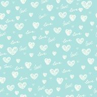 Endless blue romantic doodle heart pattern N2