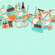 Wedding invitation card with stickers in retro style N4