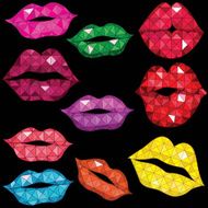 Woman gloss lip mouth kiss Female red lipstick vector N2
