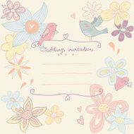 Wedding invitation with floral background