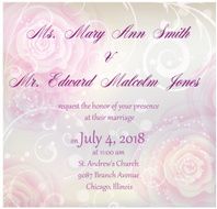 Wedding invitation with roses background