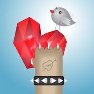 Cat gives a heart to bird N2