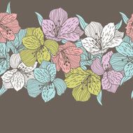 Abstract vintage seamless flower pattern with orchid N3