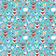 Romantic seamless pattern with funny cartoon sheeps