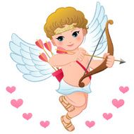 Flying Cupid with hearts N2