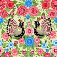 Texture seamless bird and flowers N4
