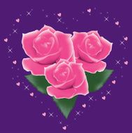 vector pink roses with leaves